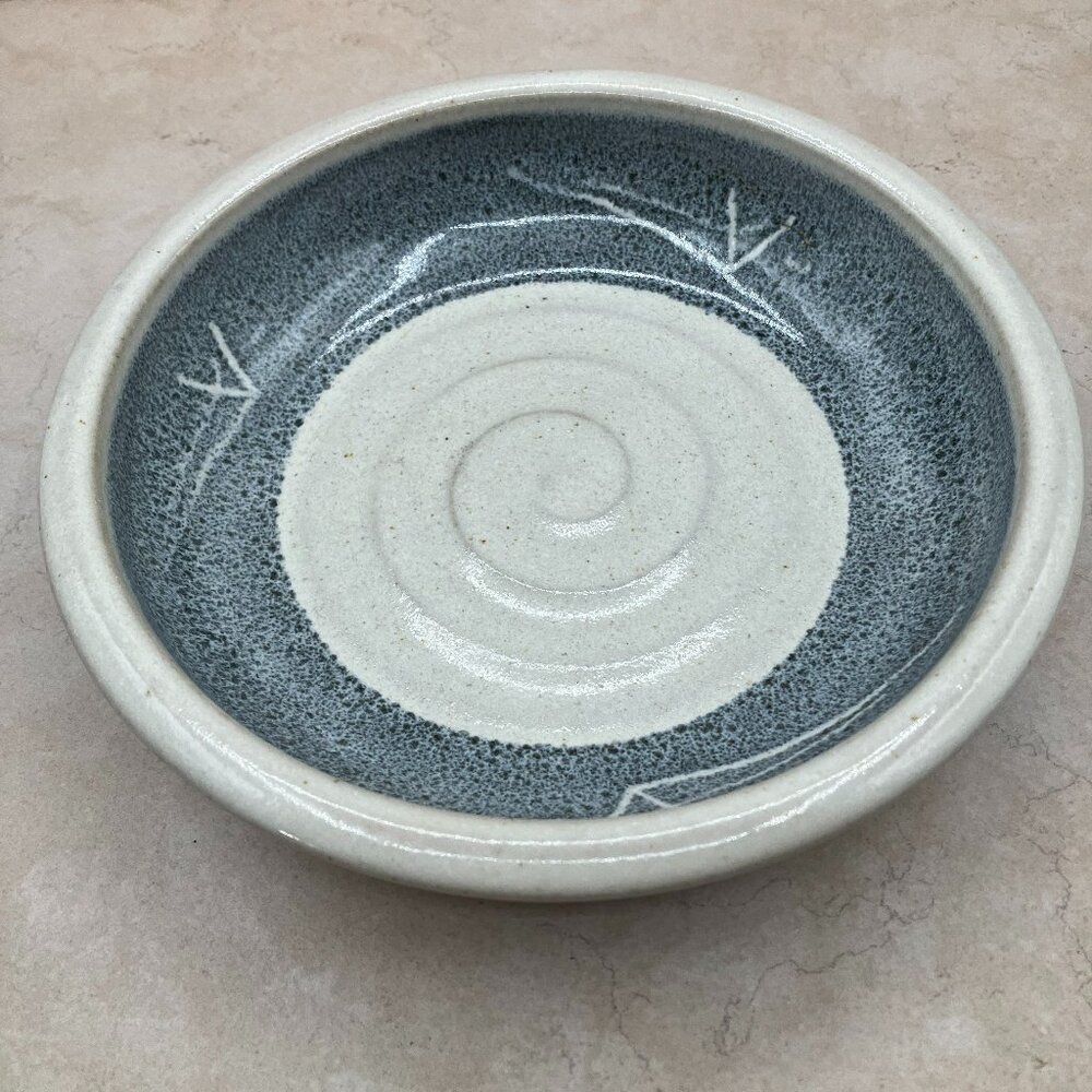 Pottery Bowl Handmade Stoneware Wheel Thrown Hand Painted Signed
